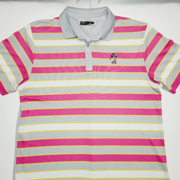 Callaway Other - Callaway Polo Disney Mickey Mouse Pink Striped Embroidered size Large